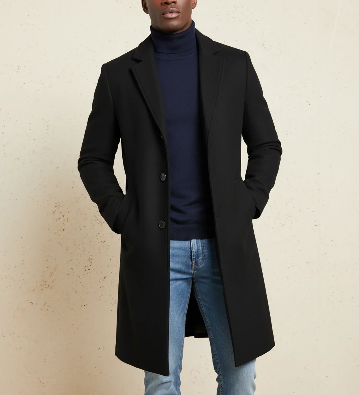 Manteau Long Homme À Revers À Entaille Simple Boutonnage Avant Pour Tenue Professionnelle Et Décontractée Amawinc