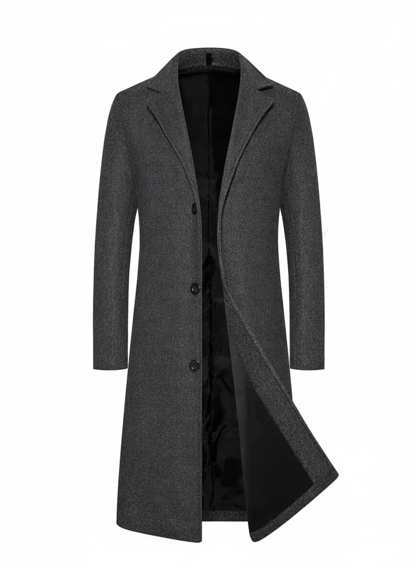 Amawinc Manteau Long Noir Homme Forme Classique Avec Revers À Entaille Et Fermeture Bouton