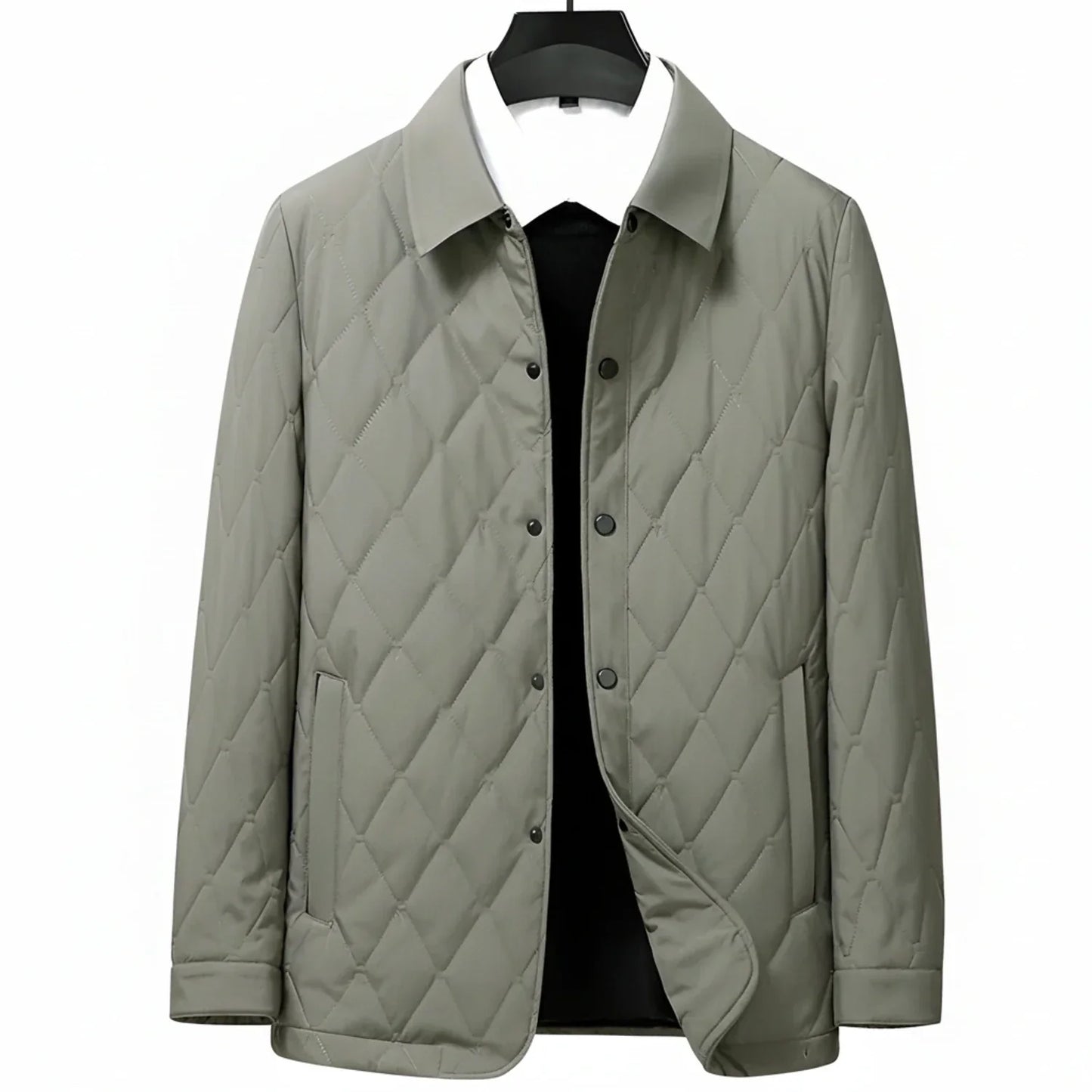 Amawinc Veste Matelassée Décontractée À Points Diamant Avec Poches Avant Et Col Classique Pour Homme