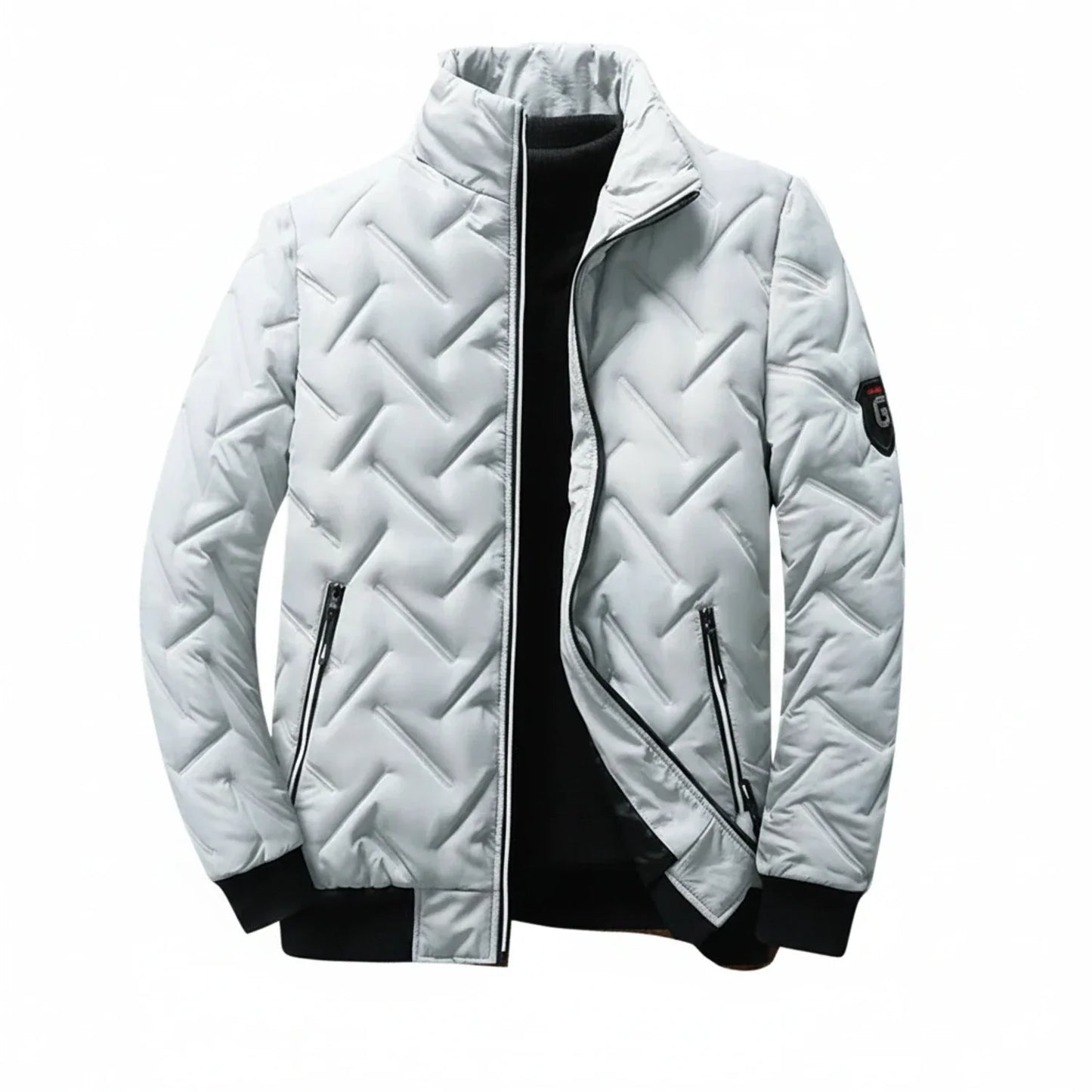 Veste Matelassée Homme Slim Fit À Col Debout Avec Fermeture Éclair Devant Chaude Et Tendance Amawinc