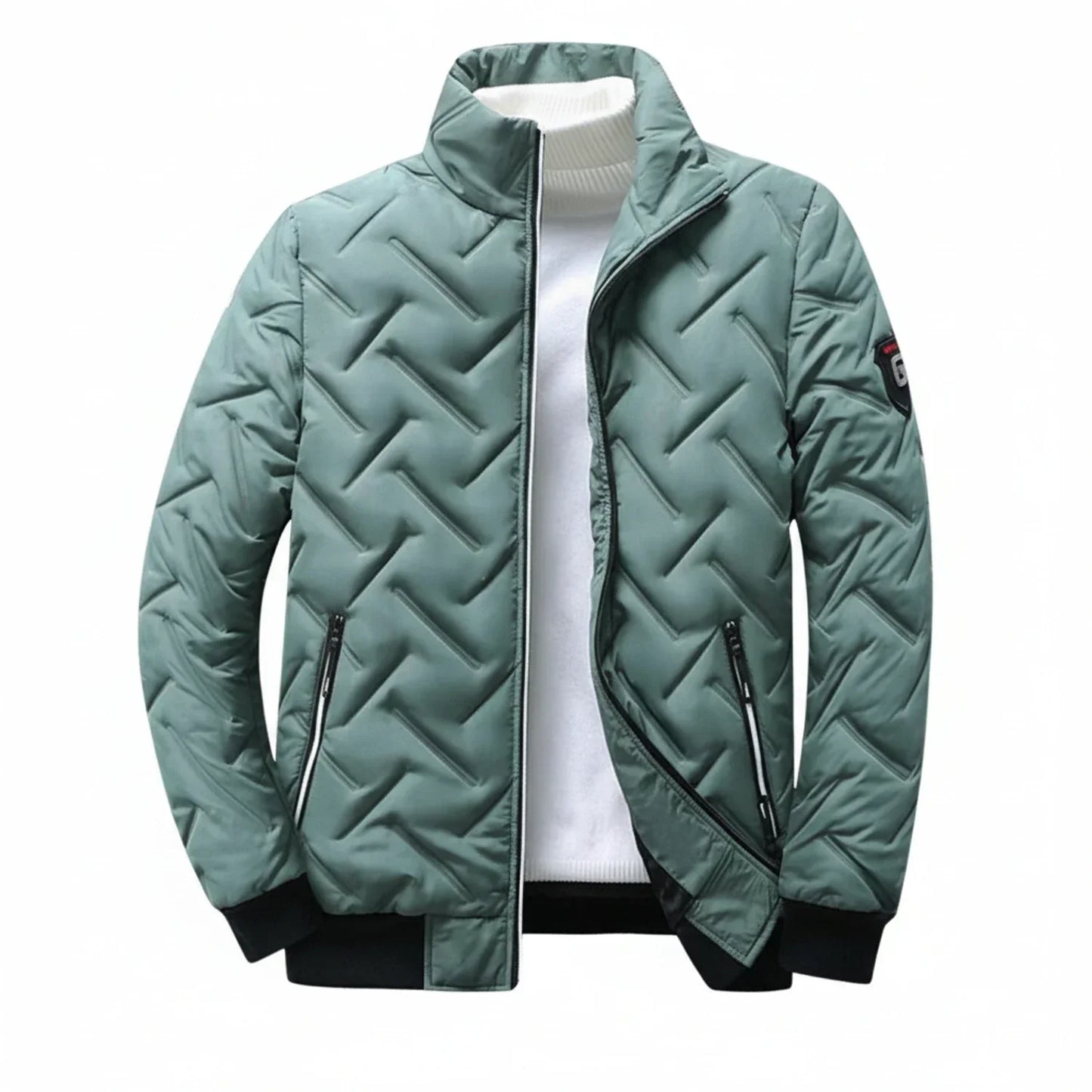 Veste Matelassée Homme Slim Fit À Col Debout Avec Fermeture Éclair Devant Chaude Et Tendance Amawinc