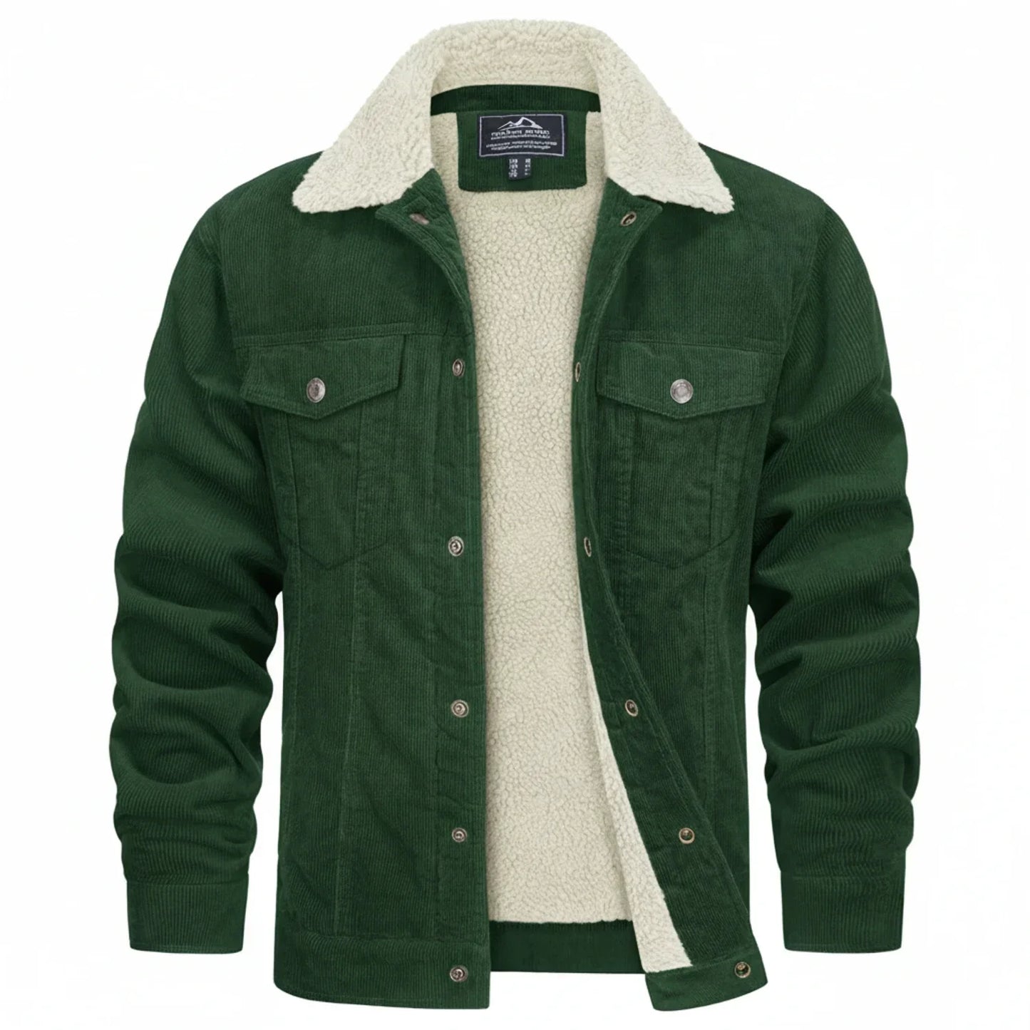 Veste Homme Corduroy Avec Doublure Sherpa Col en Sherpa Poches à Rabat Frontales Confort Vintage Style Urbain