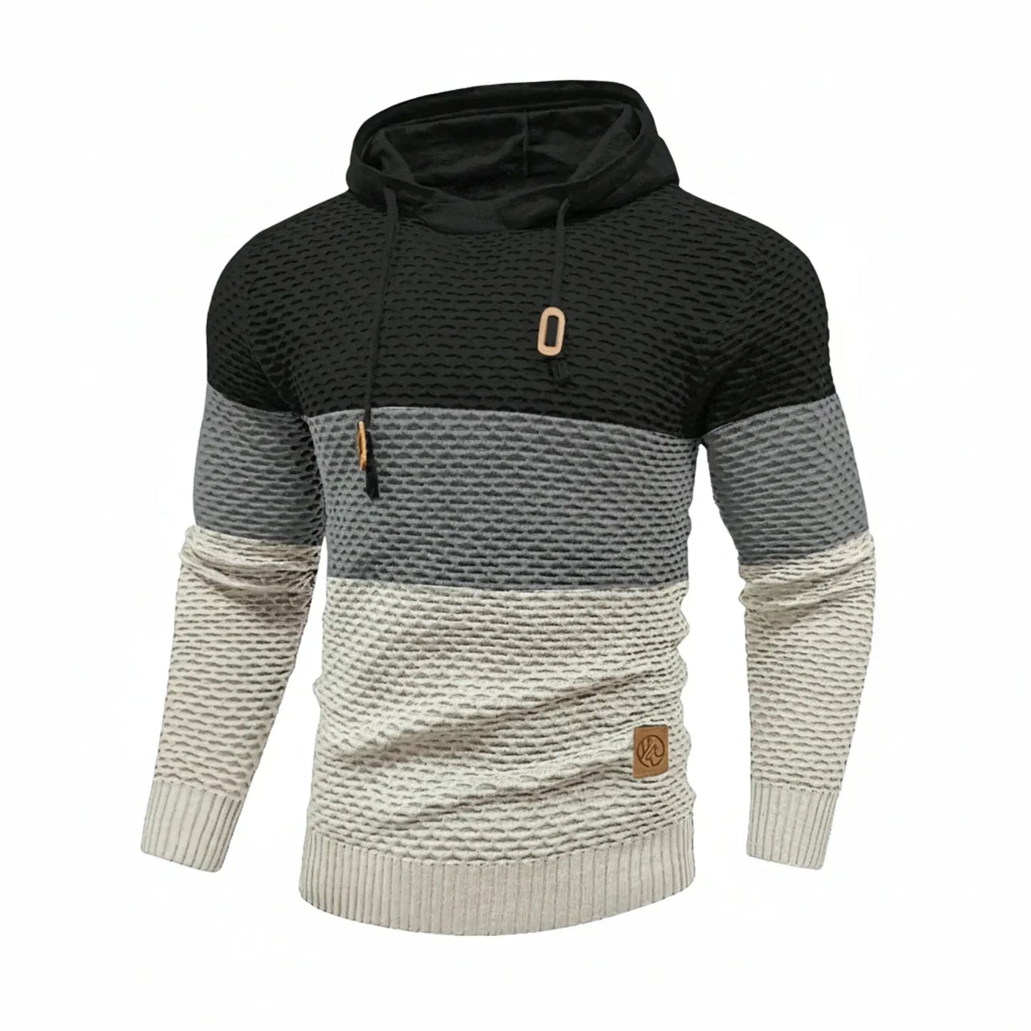 Amawinc Sweat À Capuche Homme En Maille À Rayures Bloc Couleur Avec Cordon Et Poignets Côtelés