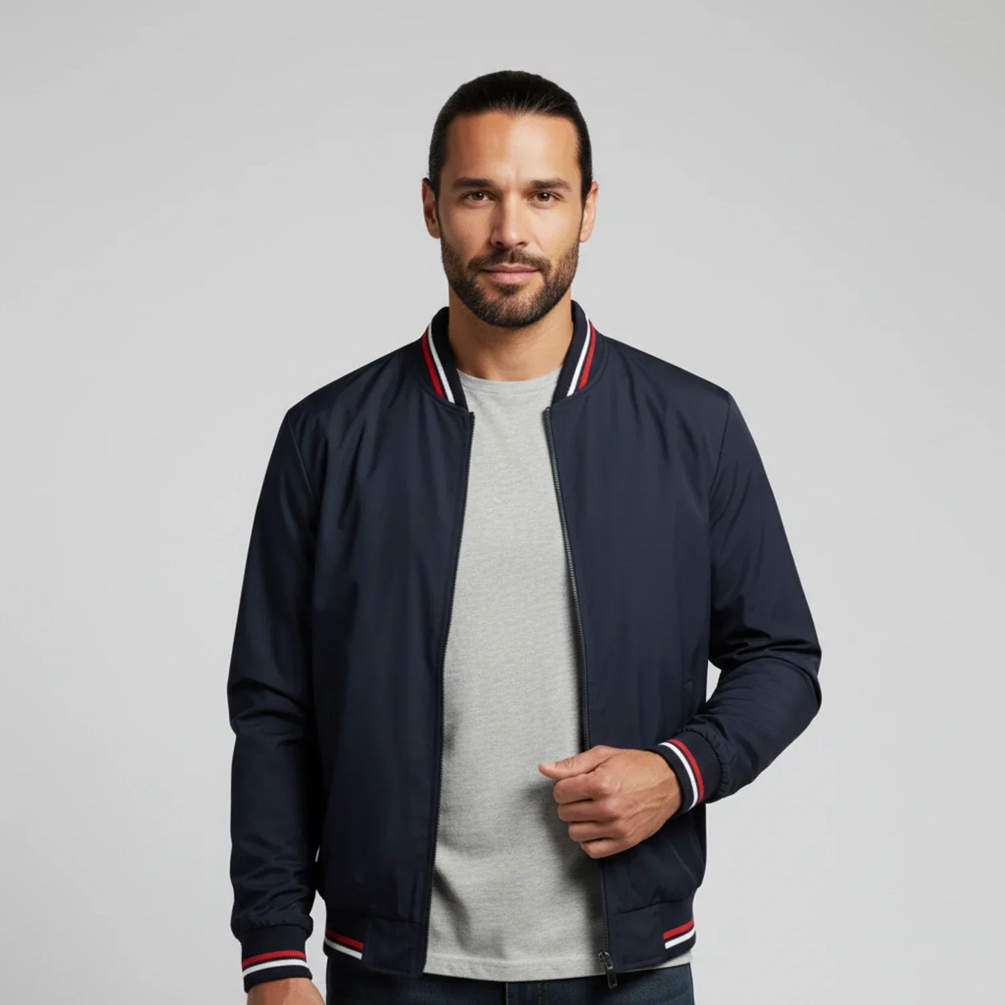 Amawinc Veste Bomber Homme Classique Zip Front Vertical Pour Superpositions Légères