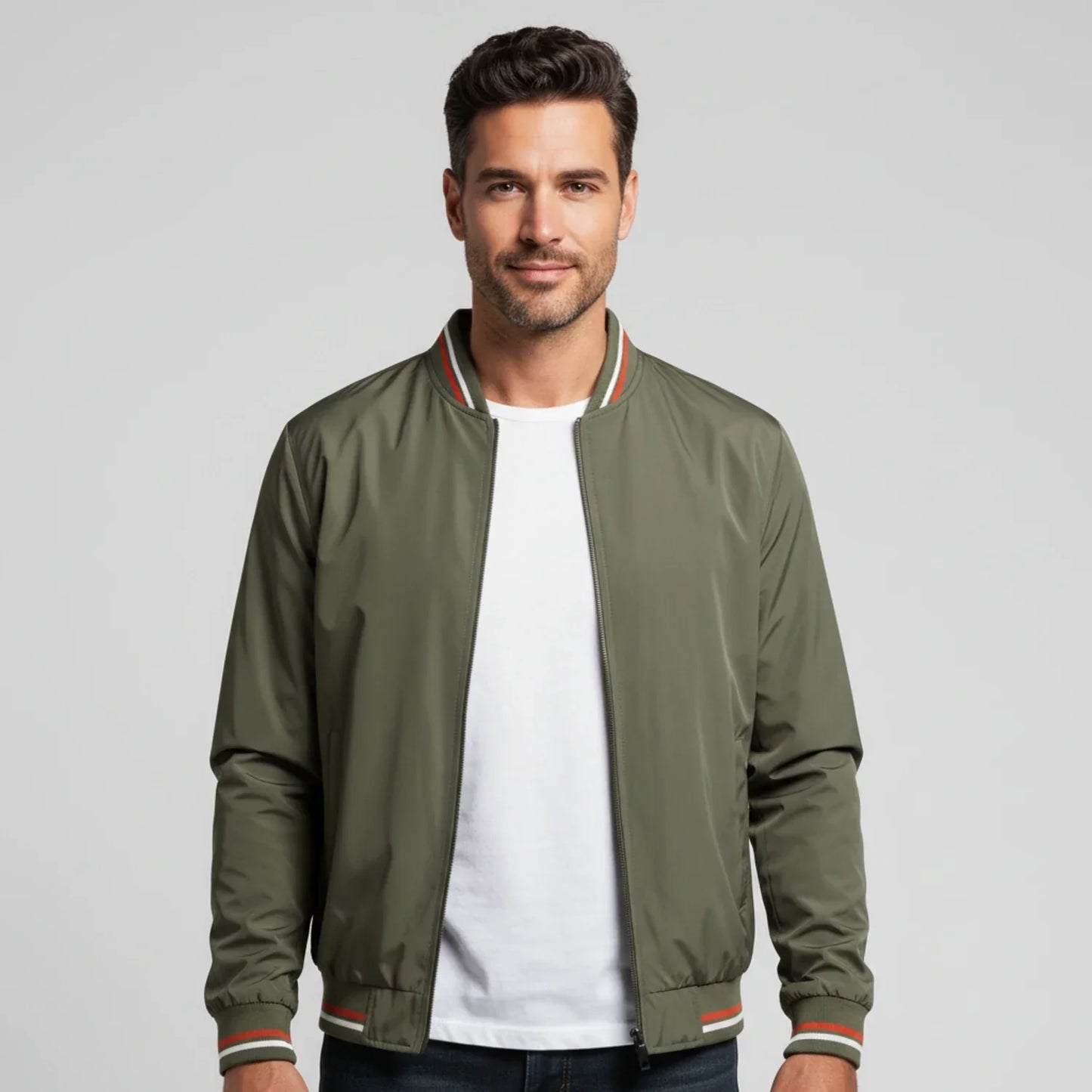 Amawinc Veste Bomber Homme Classique Zip Front Vertical Pour Superpositions Légères