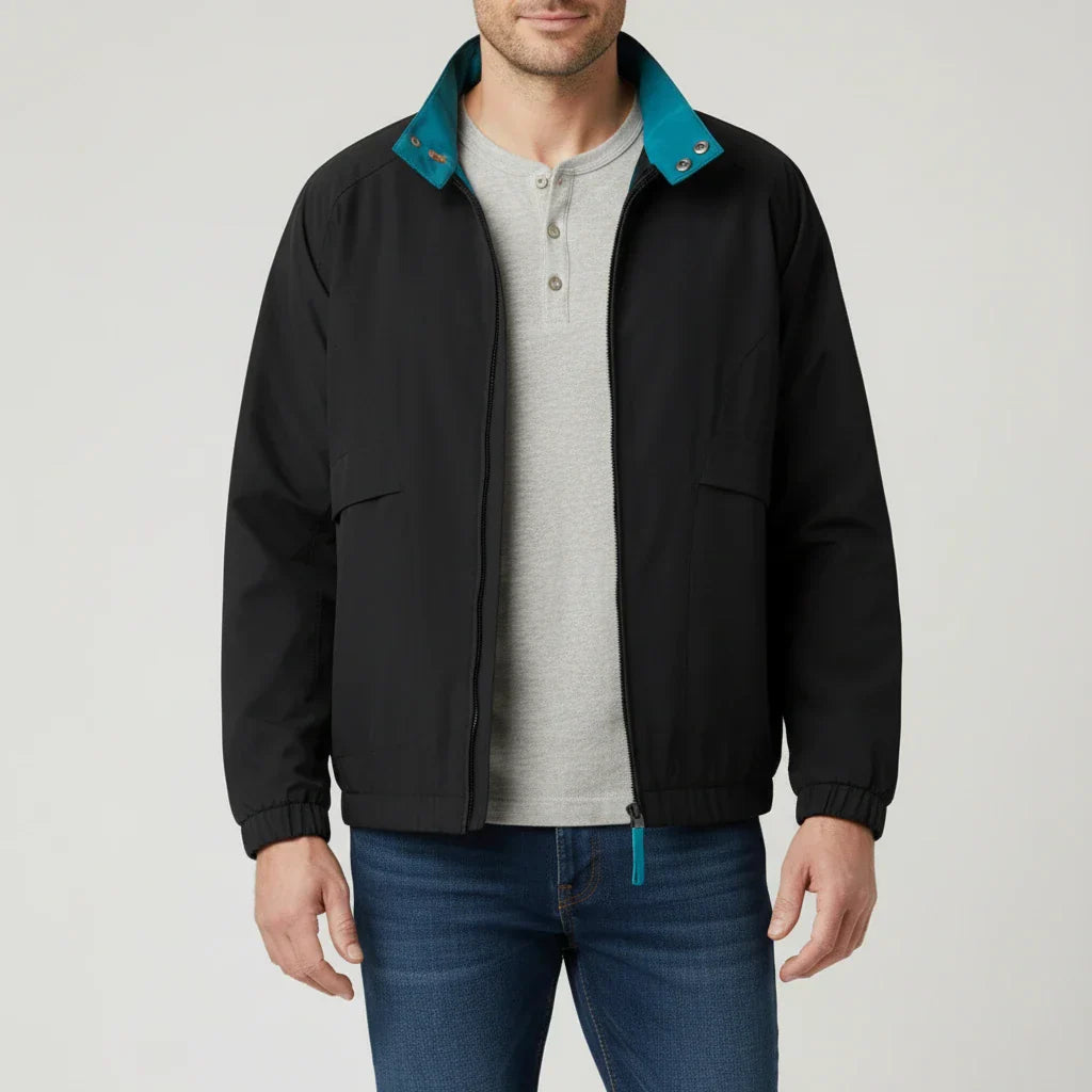 Amawinc Veste Coupe Vent Homme Légère Zip Col Montant Poches Passepoilées Pour Un Style Décontracté Quotidien