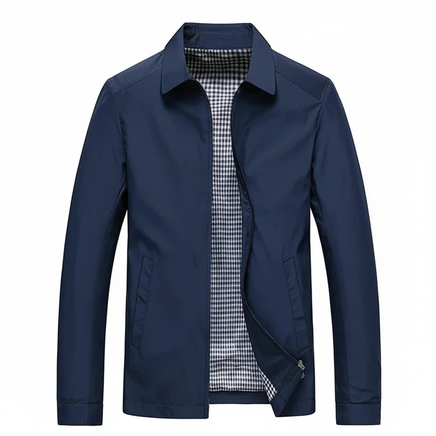 Veste Homme Léger Décontractée Avec Zip Avant Doublure À Carreaux Col Classique Premium