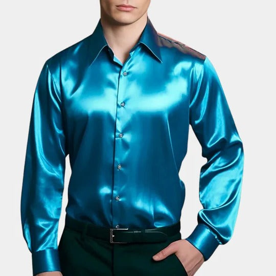 Amawinc Chemise Homme Satinée Pour Affaires Avec Coupe Structurée Pour Tenue Formelle Au Bureau Minimaliste