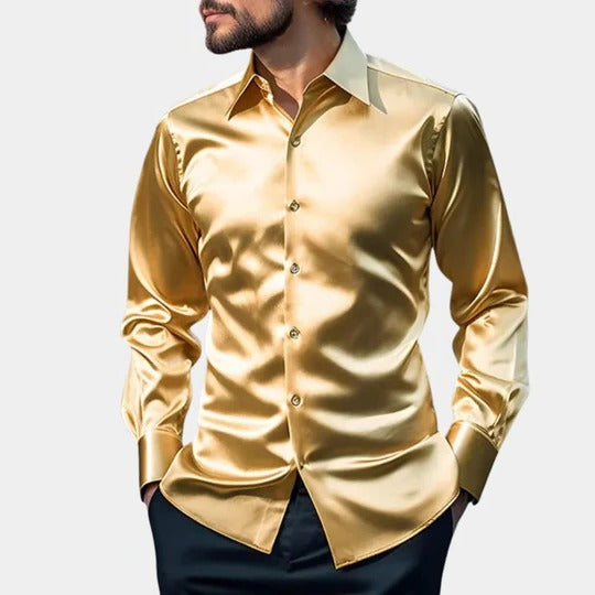 Amawinc Chemise Homme Satinée Pour Affaires Avec Coupe Structurée Pour Tenue Formelle Au Bureau Minimaliste
