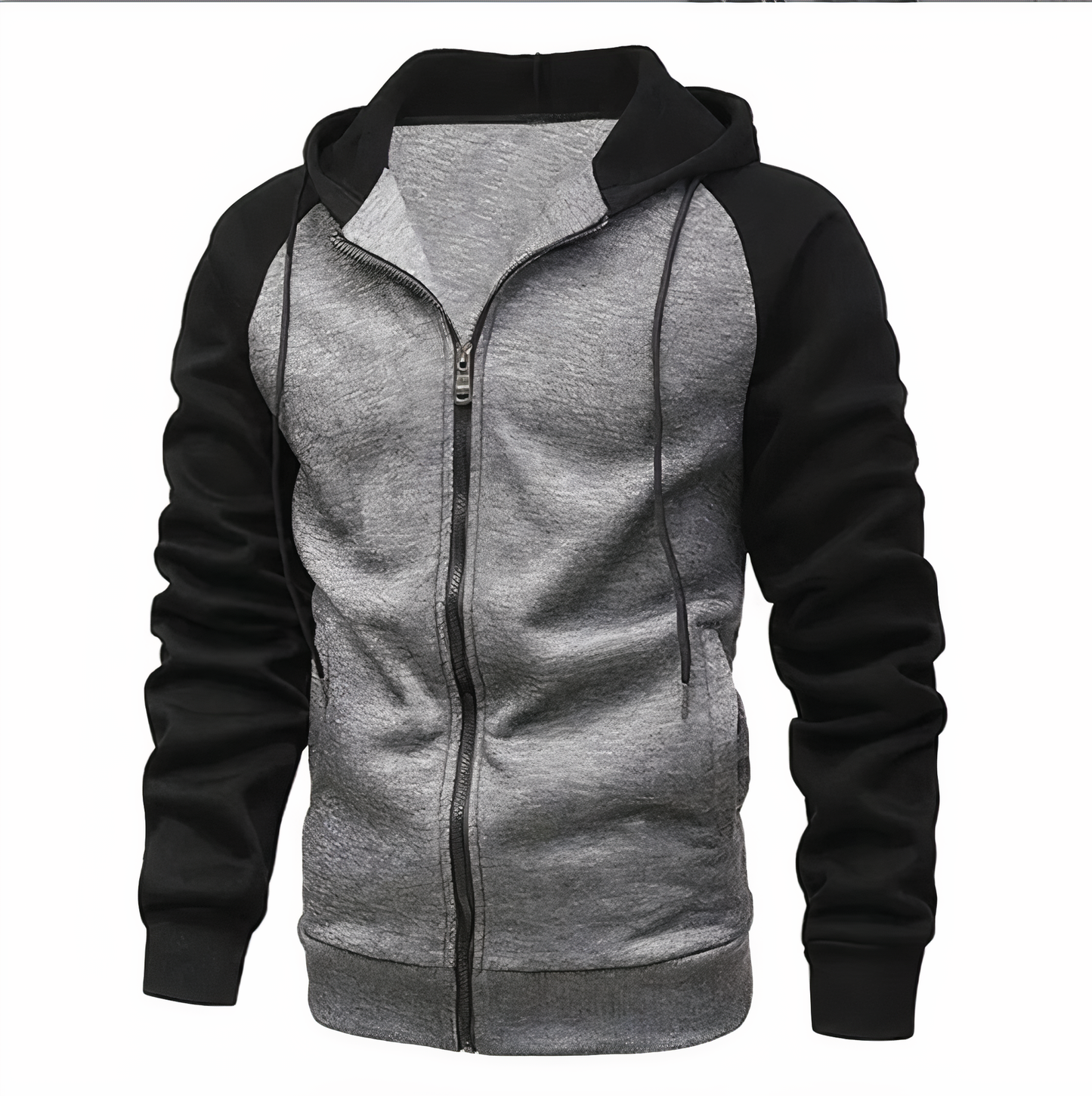 Kyle Hoodie Zippé Homme Casual Sportif Amawinc Léger Confort Gris Deux Tons Pour Activités Physiques Et Loisirs