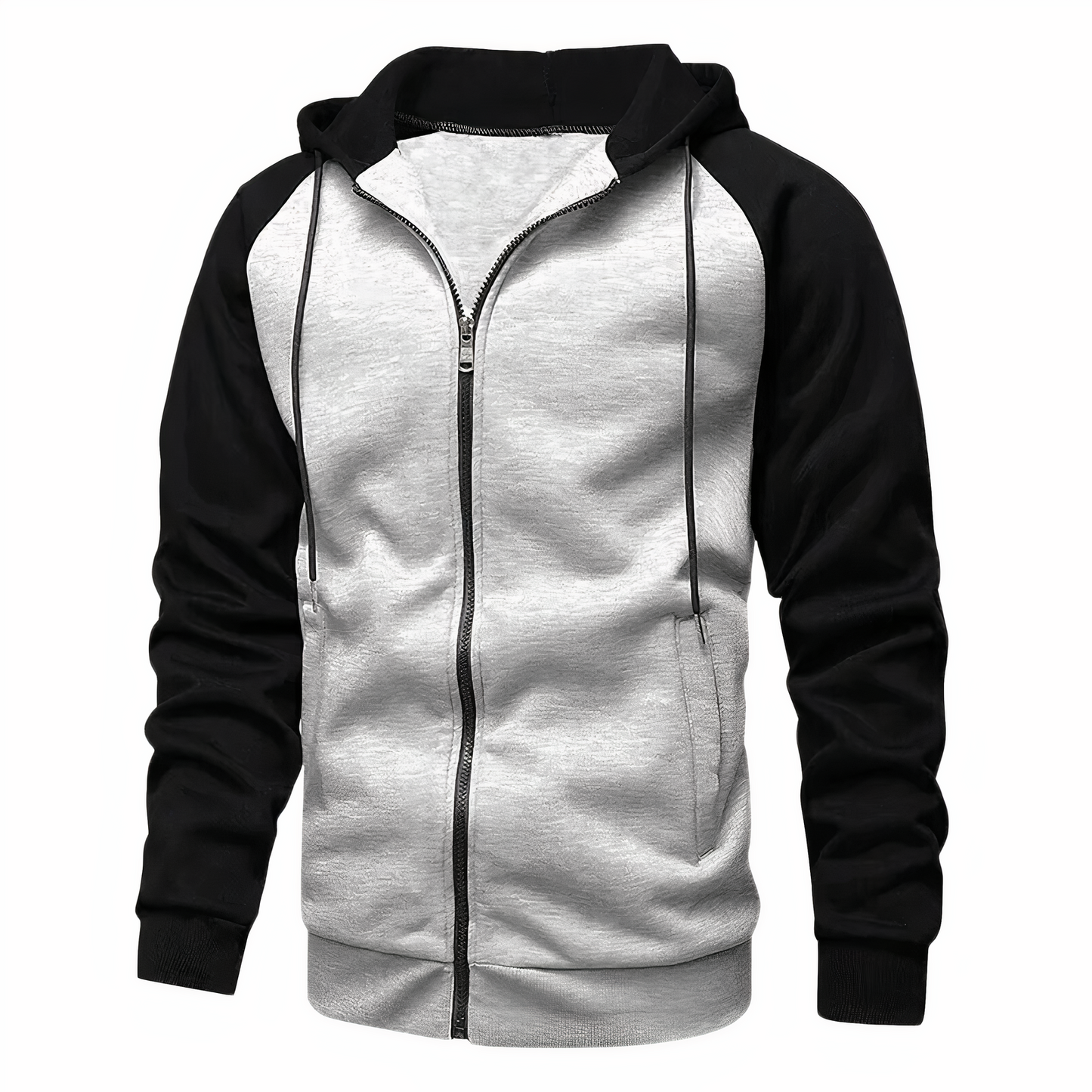 Kyle Hoodie Zippé Homme Casual Sportif Amawinc Léger Confort Gris Deux Tons Pour Activités Physiques Et Loisirs