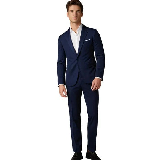 Costume Homme Deux Pièces Noir Avec Veste Et Pantalon Slim Coupe Pour Affaires Professionnelles