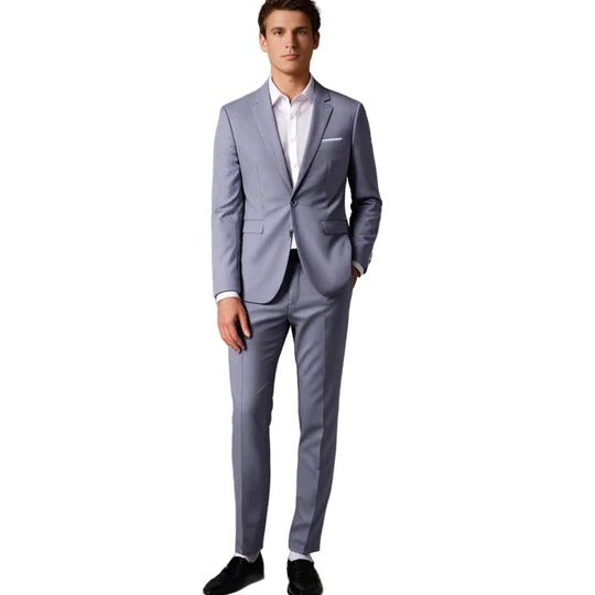 Costume Homme Deux Pièces Noir Avec Veste Et Pantalon Slim Coupe Pour Affaires Professionnelles