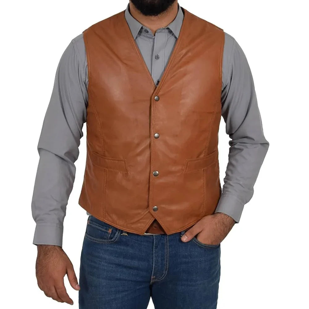 Gilet Motard En Cuir Véritable Traditionnel Pour Homme Avec Doublure En Viscose Douce Pour Tous Les Jours