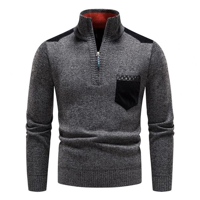 Dylan Pull Demi Zip Homme Avec Poche Poitrine Maille Décontracté Polyvalent Pour Jours Plus Frais