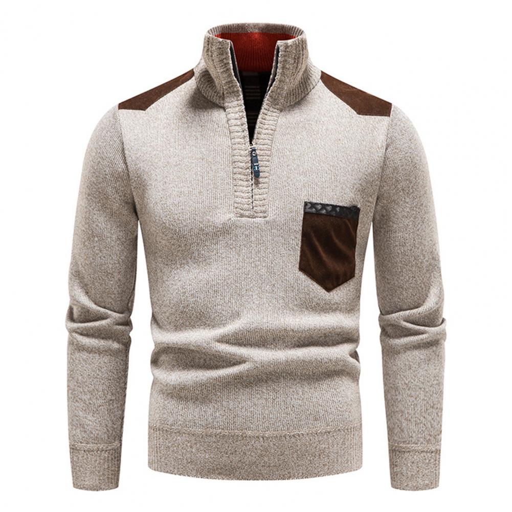 Dylan Pull Demi Zip Homme Avec Poche Poitrine Maille Décontracté Polyvalent Pour Jours Plus Frais