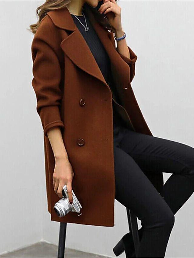 Brooklyn Manteau Long Femme à Double Boutonnage Hiver Élégant et Chaud par Amawinc