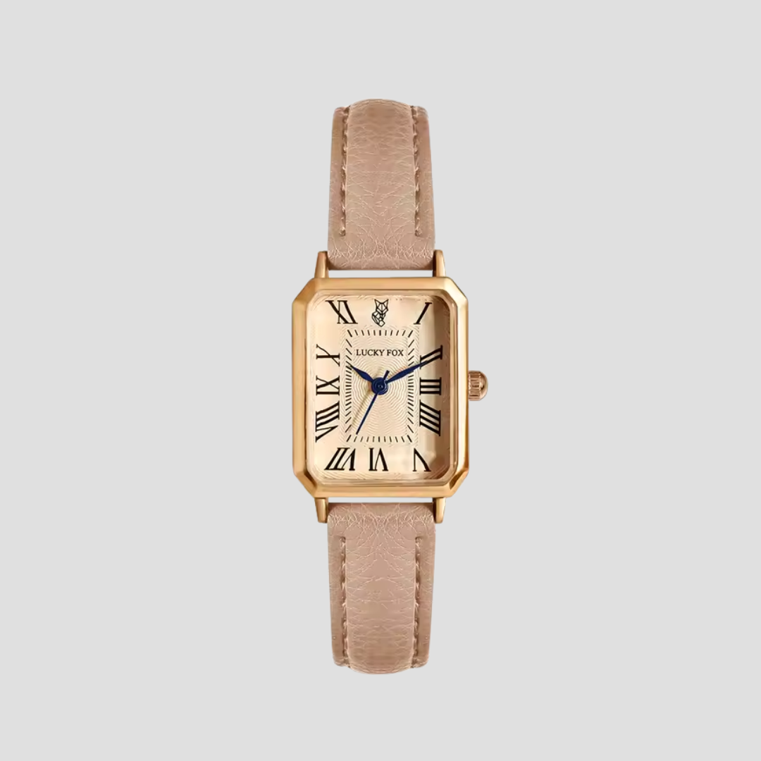 Isla Montre Rectangulaire Pour Femme En Cuir Vintage Inspirée Chiffres Romains Élégante