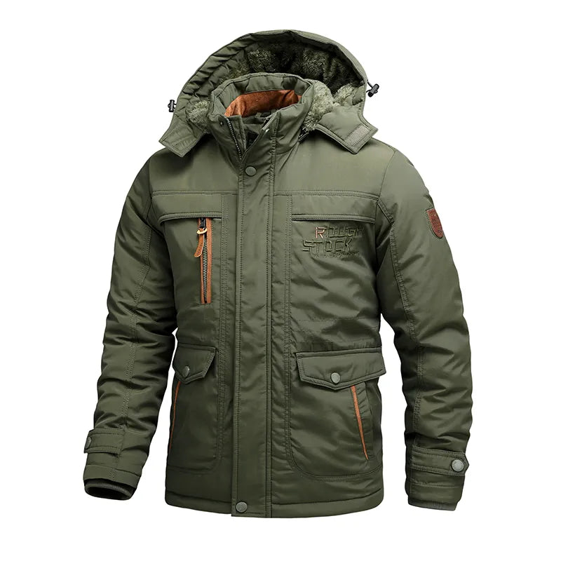 Veste Hivernale Pour Homme Coupe Vent Isolante Avec Capuche Et Poches Multiples Et Poignets Ajustables