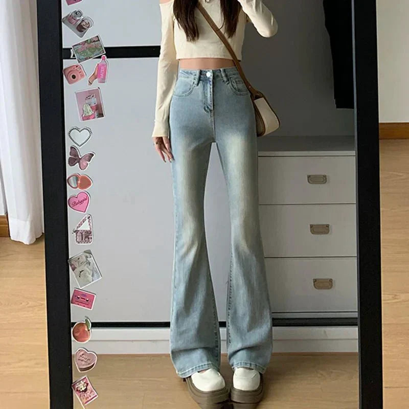 Jean Femme Taille Haute Évasé Denim 5 Poches Confort Et Style Durable Nordic Flair Pour Toutes Occasions