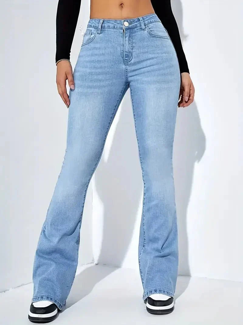 Jean Femme Taille Haute Évasé Denim 5 Poches Confort Et Style Durable Nordic Flair Pour Toutes Occasions