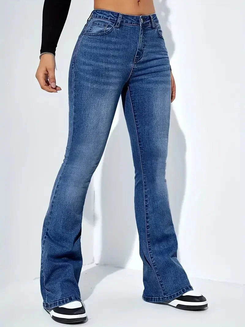 Jean Femme Taille Haute Évasé Denim 5 Poches Confort Et Style Durable Nordic Flair Pour Toutes Occasions