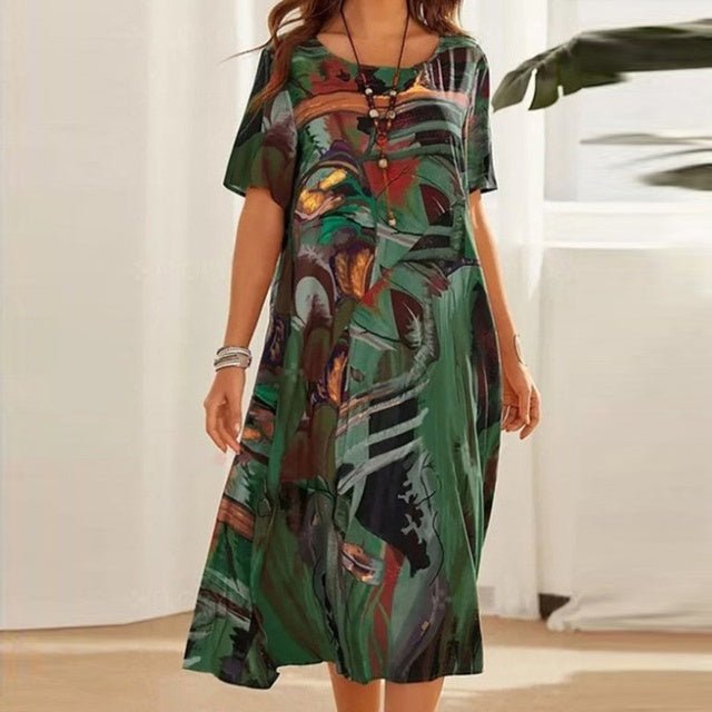 Amawinc Robe Femme Ample Manches Courtes Léger Design Décontracté À Enfiler Idéale Été Confortable