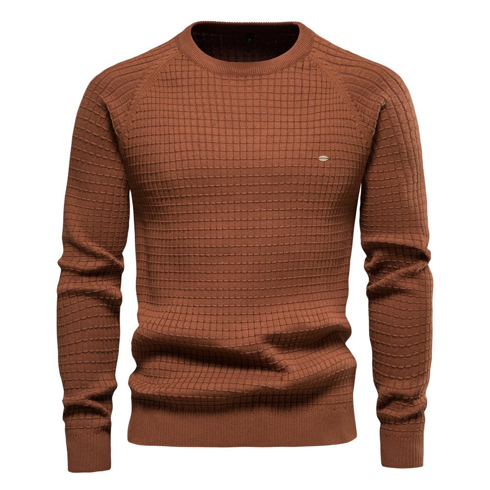 Pull Pour Homme Classique Tricoté Décontracté Amawinc Confort Quotidien Col Rond Grille Texturée