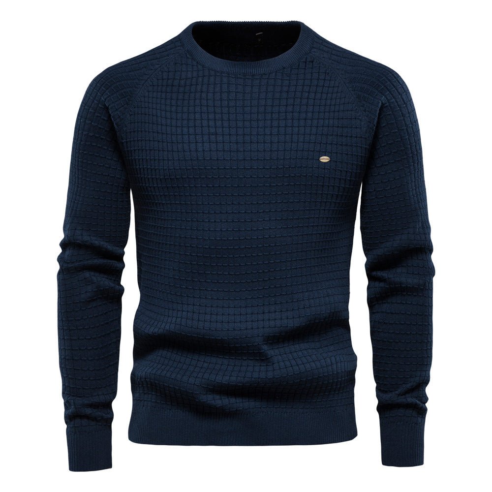 Pull Pour Homme Classique Tricoté Décontracté Amawinc Confort Quotidien Col Rond Grille Texturée