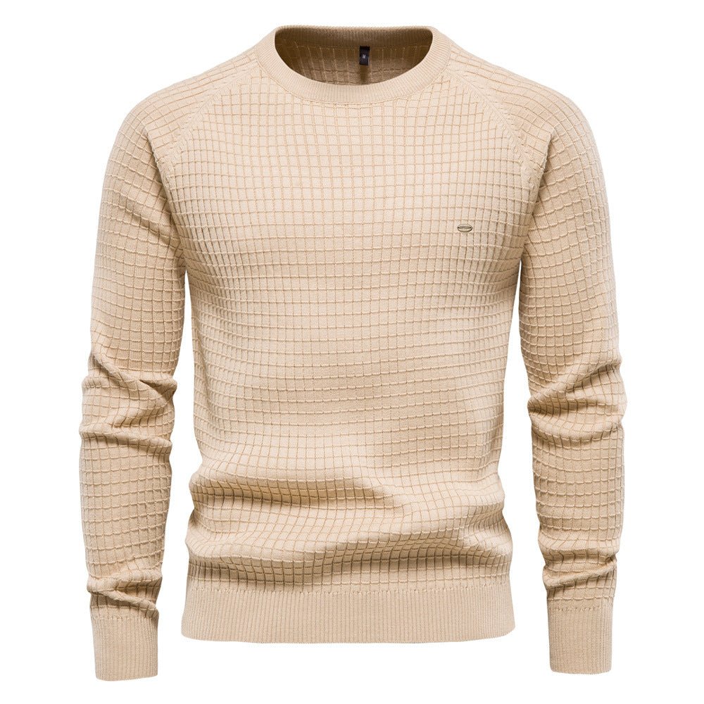 Pull Pour Homme Classique Tricoté Décontracté Amawinc Confort Quotidien Col Rond Grille Texturée
