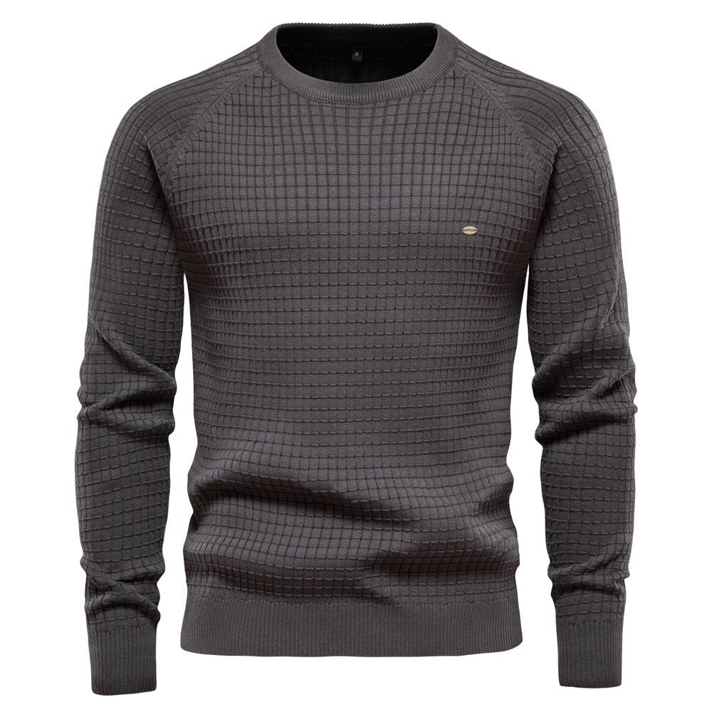 Pull Pour Homme Classique Tricoté Décontracté Amawinc Confort Quotidien Col Rond Grille Texturée