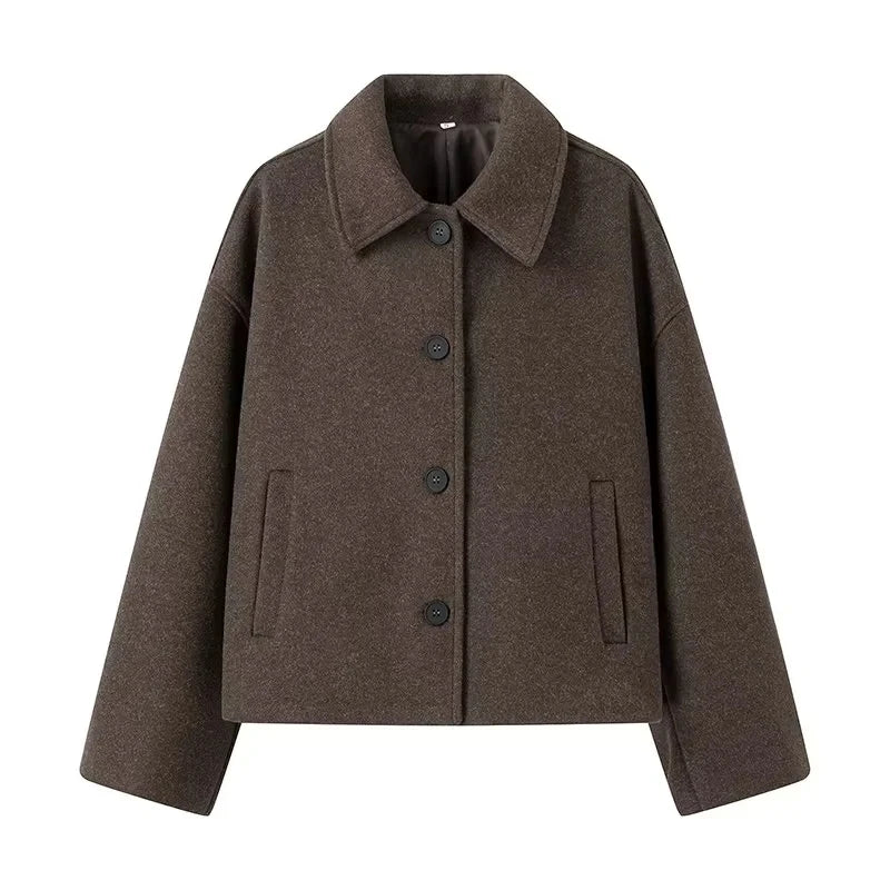 Veste Femme Amawinc En Mélange De Laine Oversize Col Classique Manches Longues Automne Hiver