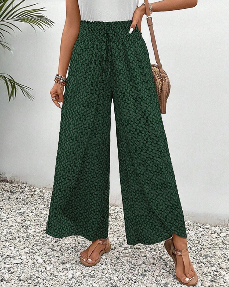 Pantalons Femme Taille Haute Élastique À Jambe Large Confort Quotidien Style Léger Et Aéré