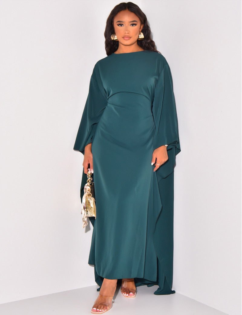 Robe Maxi Aline Manches Longues Col Haut Élégante Ample Confortable Inspiration Nordique