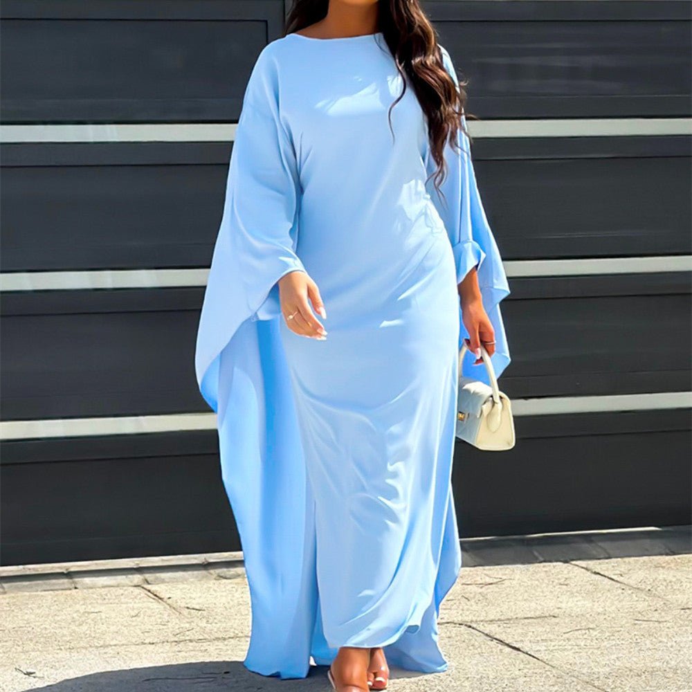 Robe Maxi Aline Manches Longues Col Haut Élégante Ample Confortable Inspiration Nordique