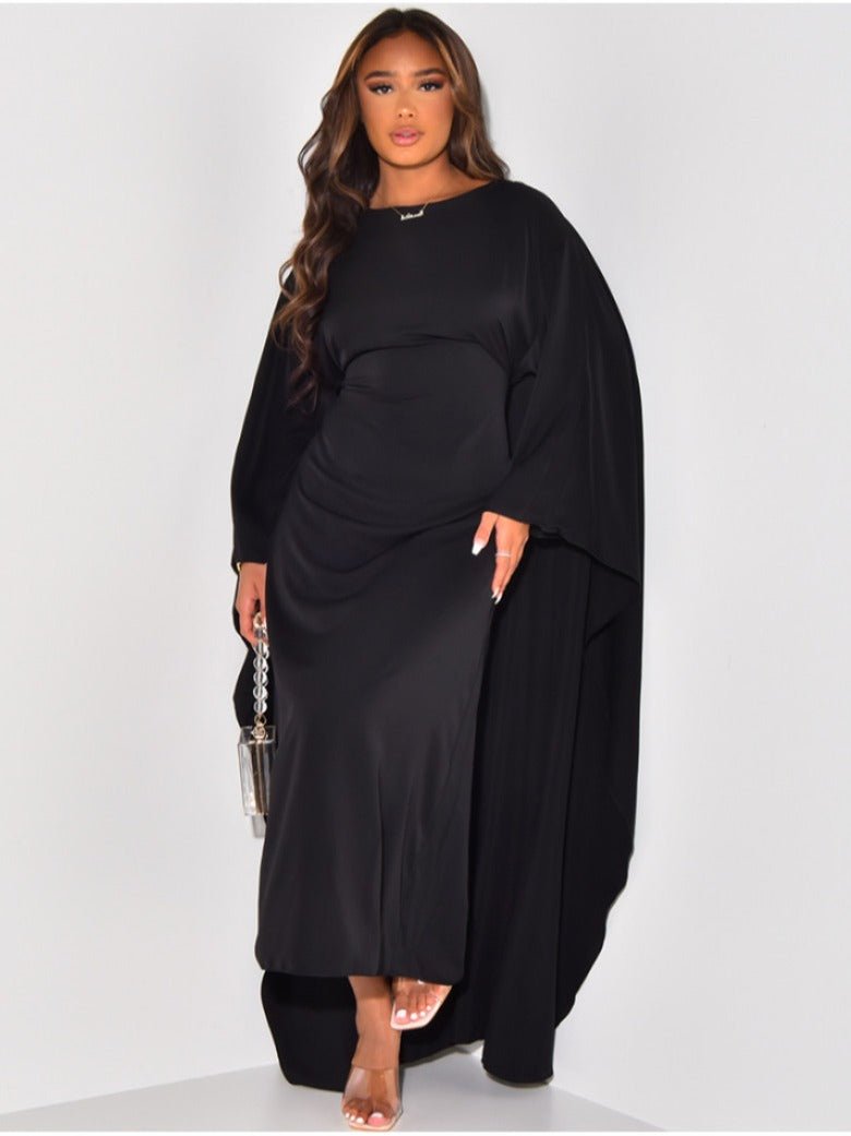 Robe Maxi Aline Manches Longues Col Haut Élégante Ample Confortable Inspiration Nordique