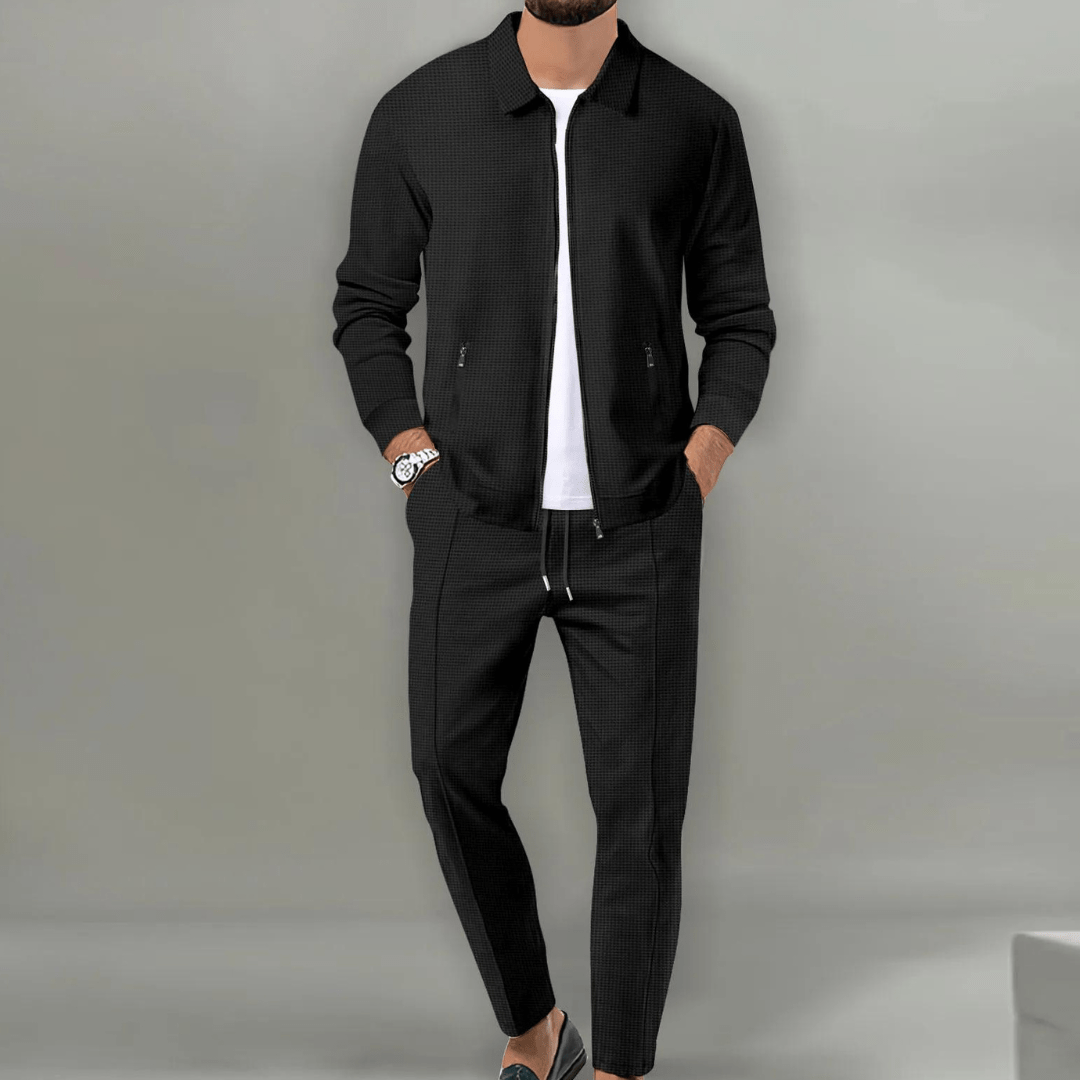Survêtement Homme Beige Léger Avec Veste Zip Deux Pièces Amawinc Confort Décontracté Idéal Voyage