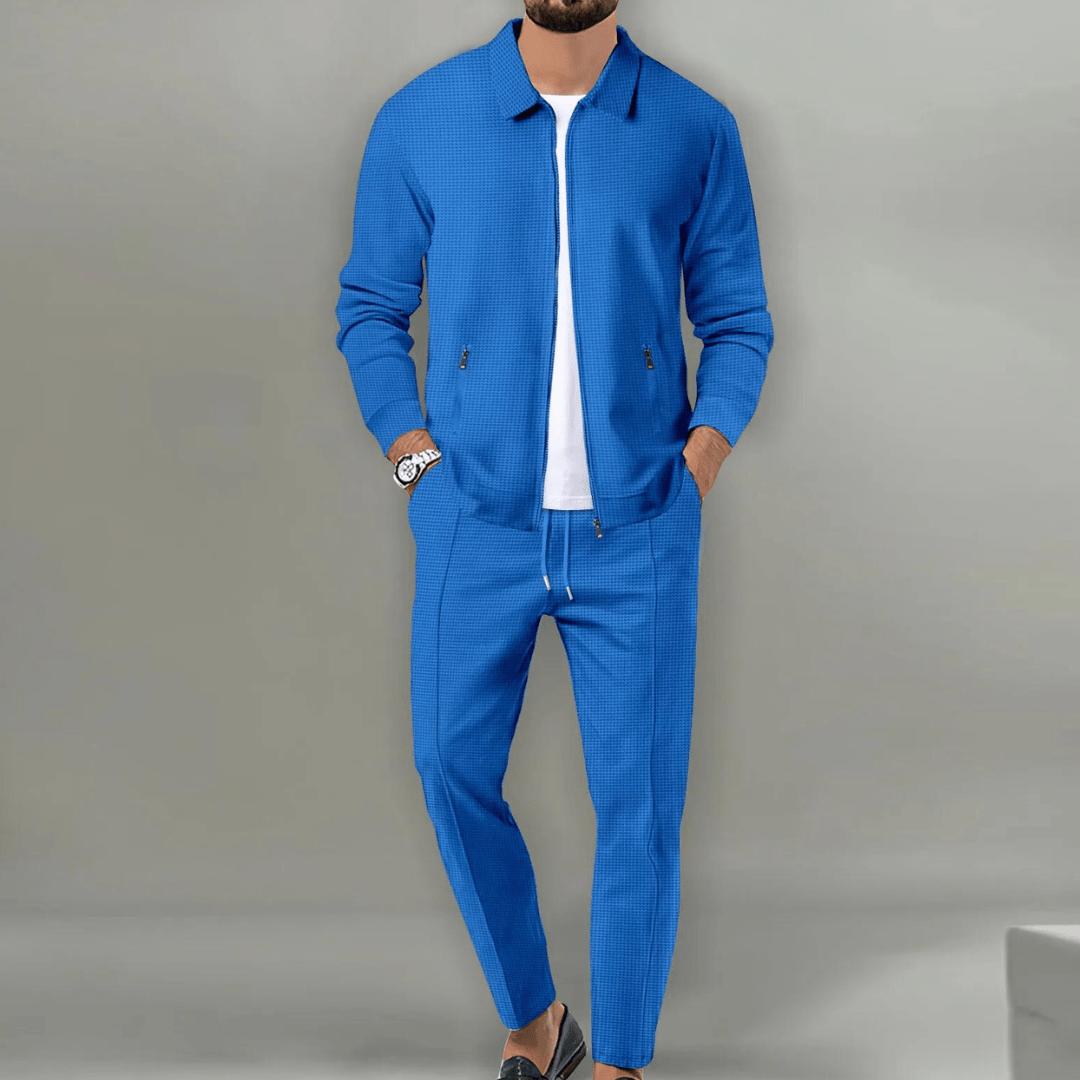 Survêtement Homme Beige Léger Avec Veste Zip Deux Pièces Amawinc Confort Décontracté Idéal Voyage