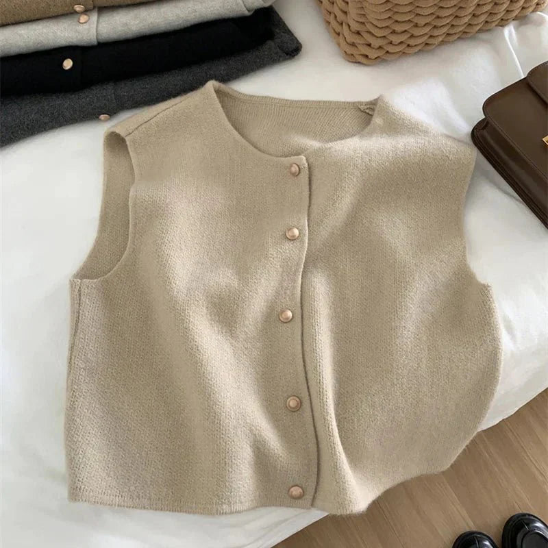 Ruby Amawinc Gilet Sans Manches Boutonné Femme Décontracté Pour Superposition Quotidienne Confort