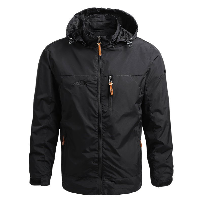 Veste Homme Plein Air Hydrofuge Avec Capuche Ajustable Poches Zippées Coupe Standard