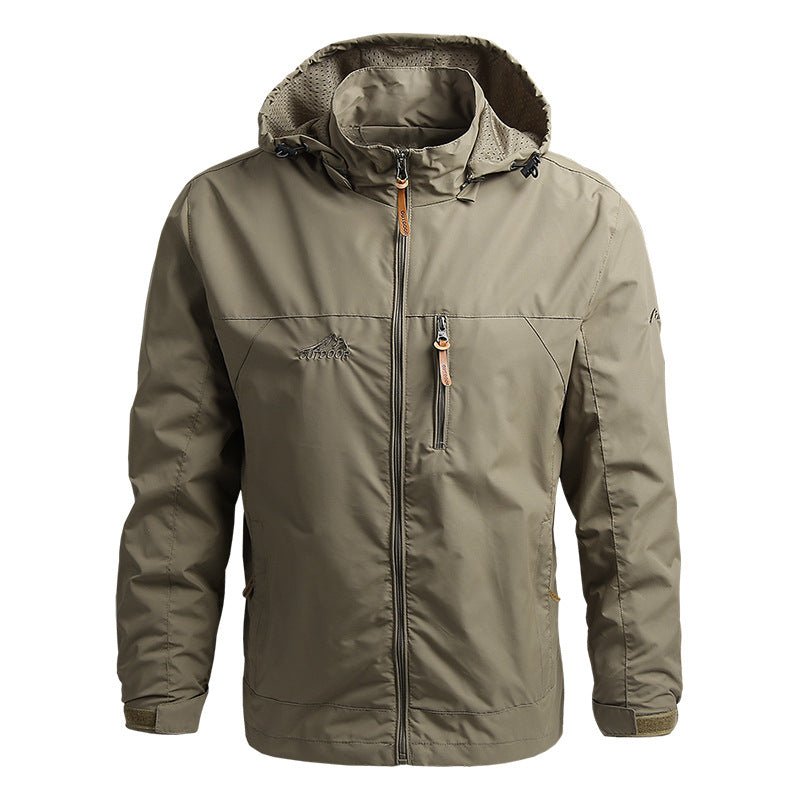 Veste Homme Plein Air Hydrofuge Avec Capuche Ajustable Poches Zippées Coupe Standard