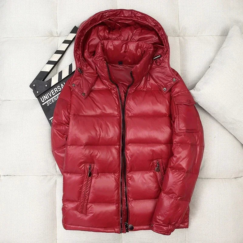 Nathan Doudoune Homme Brillante Hiver Capuche Duvet D Oie Blanc Imperméable Au Vent Résistante A Eau 3XL