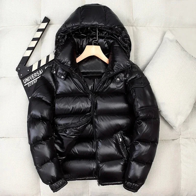 Nathan Doudoune Homme Brillante Hiver Capuche Duvet D Oie Blanc Imperméable Au Vent Résistante A Eau 3XL