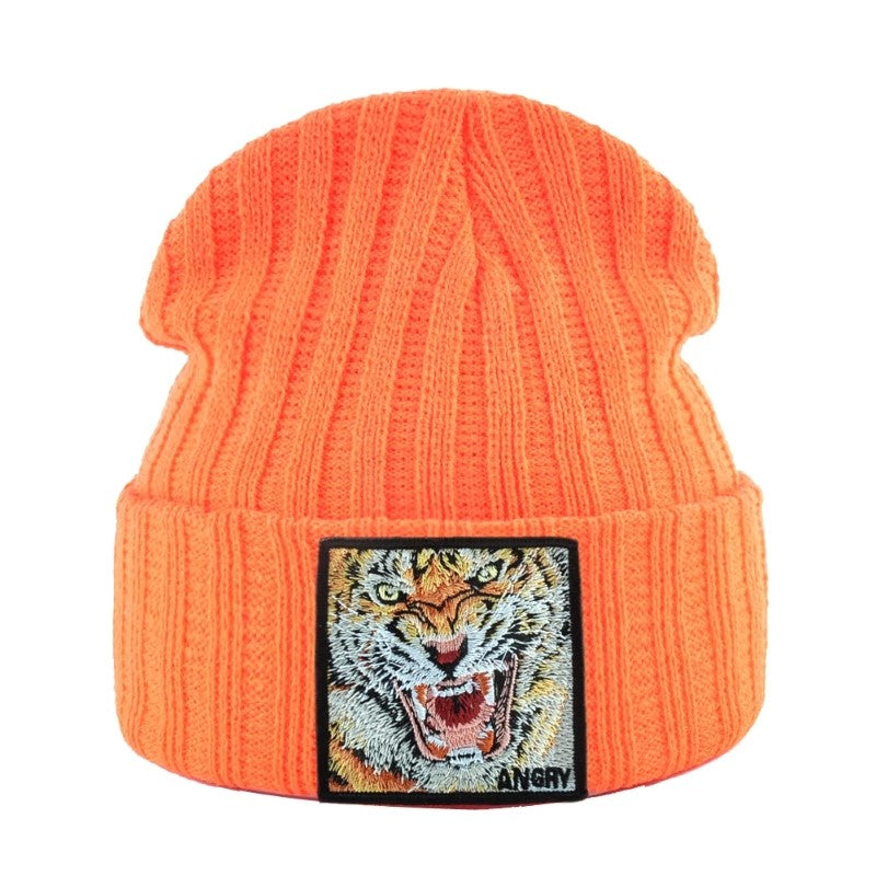 Bonnet Tricot Predator Avec Patchs Animaux Sur Le Devant Et Bord Côtelé Rabattable Pour Plus De Texture Et Confort