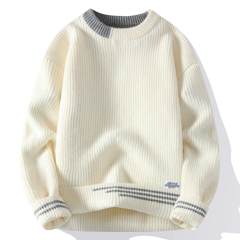 Pull En Maille Bloc De Couleurs Col Rond Confortable Pour Automne Hiver Idéal Style Décontracté Chic Et Superposition