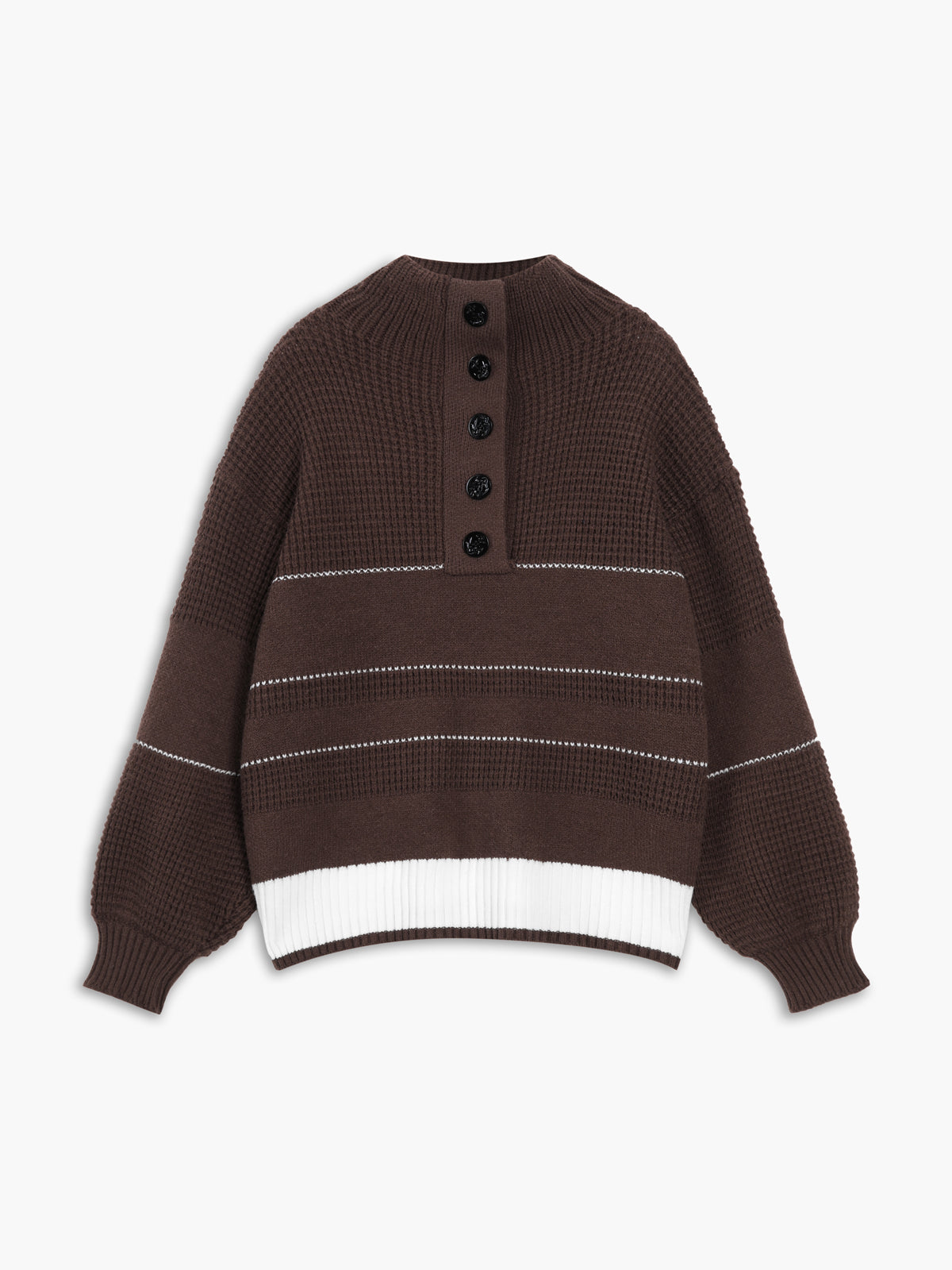 Pull Col Ouvert Boutonné En Maille Polyester Acrylique Pour Le Loisir Confort Quotidien