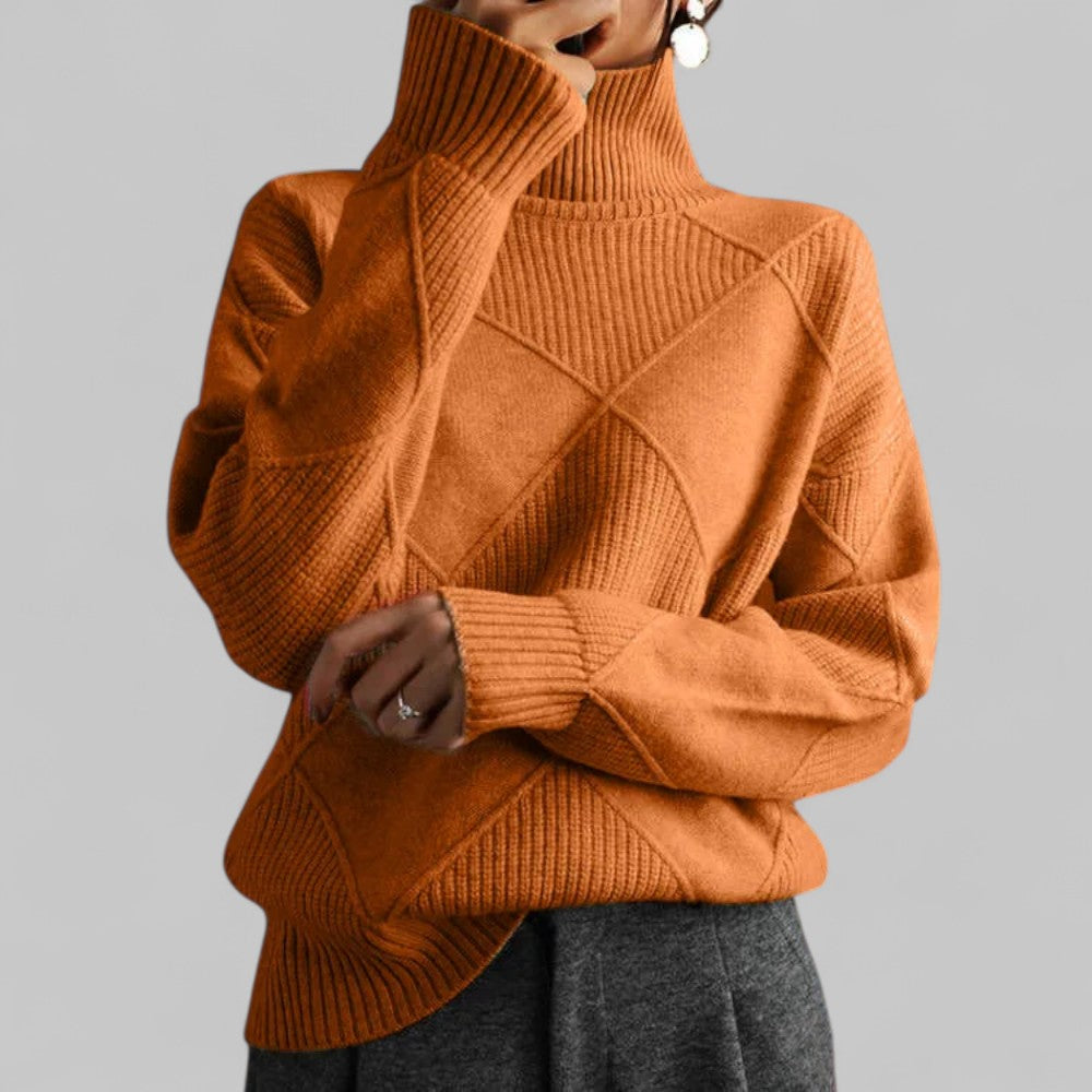 Rebecca Pull Col Roulé Oversize Femme Motifs Hivernaux Chaud Et Confortable Pour Un Style Décontracté Et Doux Toucher