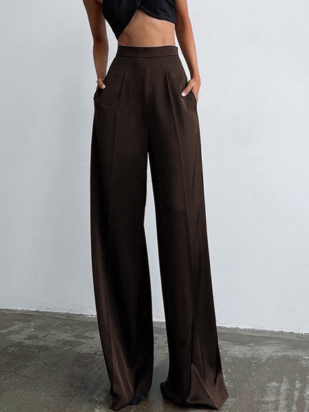 Pantalon Satiné Ample À Jambes Évasées Amawinc Pour Quotidien Décontracté Et Élégant En Polyester Durable