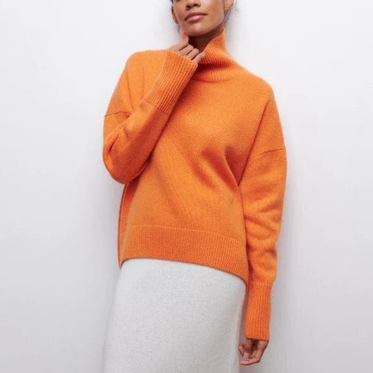 Pull Col Roulé Oversize Confortable Avec Texture Douce Et Silhouette Décontractée Pour Le Quotidien