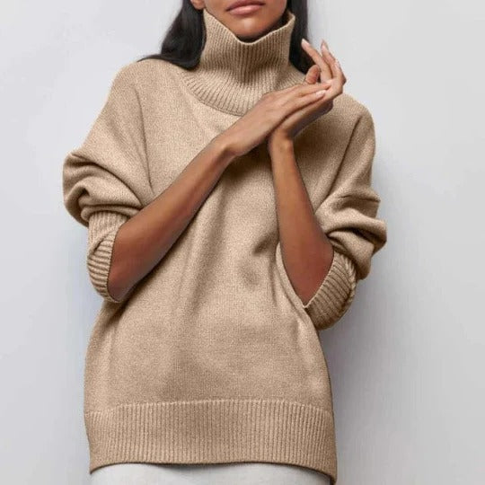 Pull Col Roulé Oversize Confortable Avec Texture Douce Et Silhouette Décontractée Pour Le Quotidien